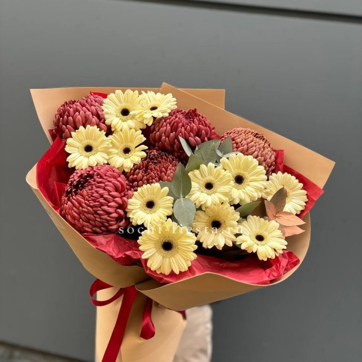 Букет гербер и хризантем Бигуди в Нижнем Новгороде