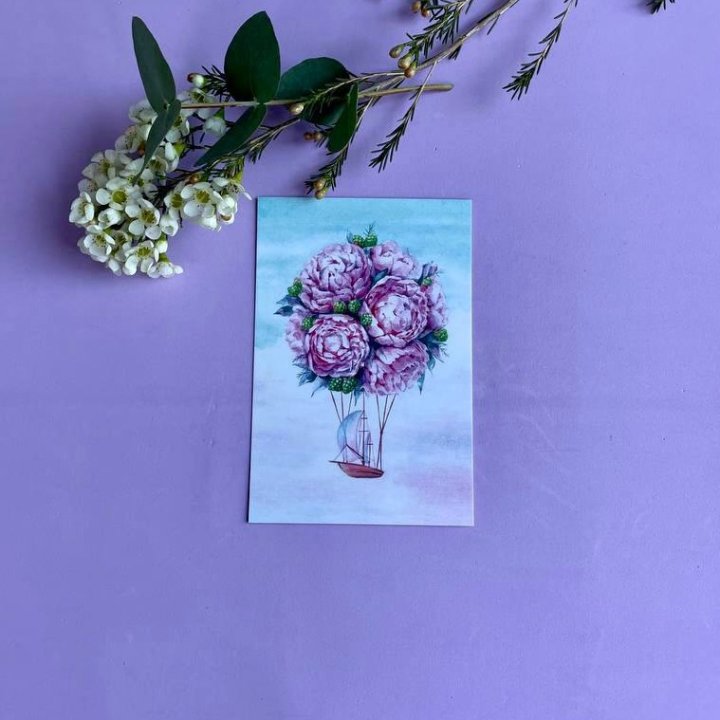 Открытка к букету "Пион" в Нижнем Новгороде