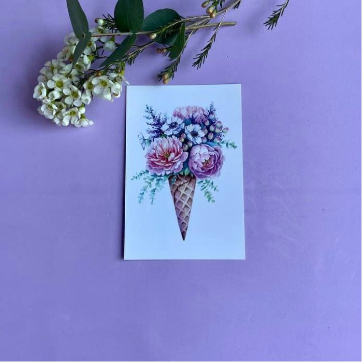 Открытка к букету "Цветочно-кремовый" в Нижнем Новгороде