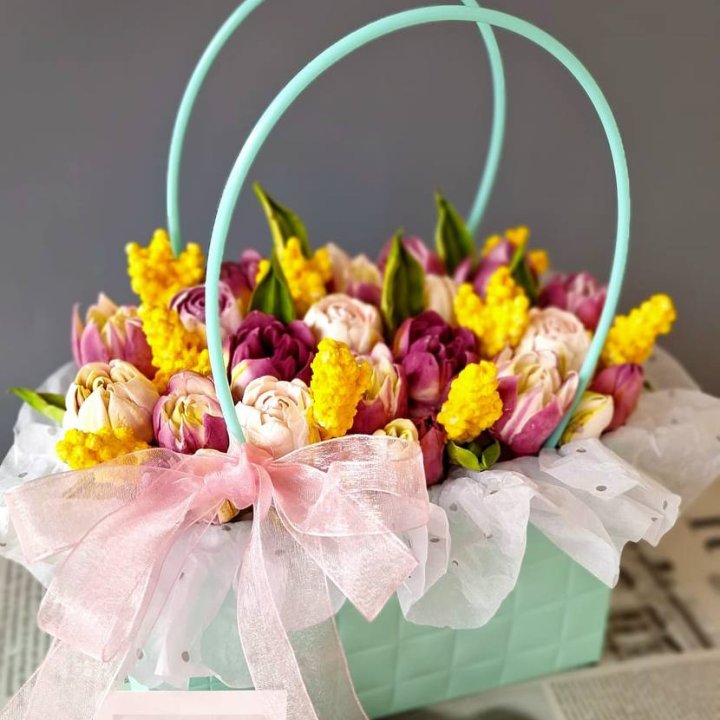 Тюльпаны в сумочке из зефира в Нижнем Новгороде