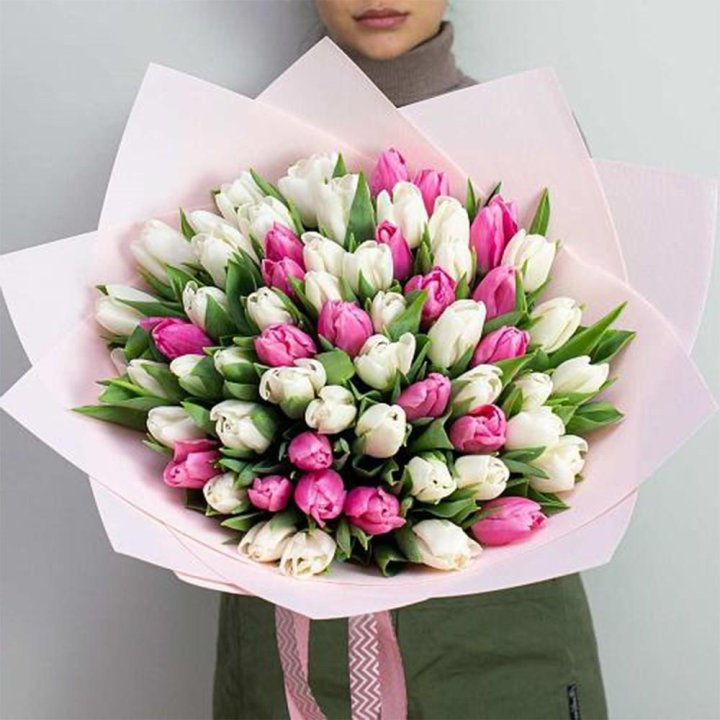 61 бело-розовый тюльпан в Нижнем Новгороде