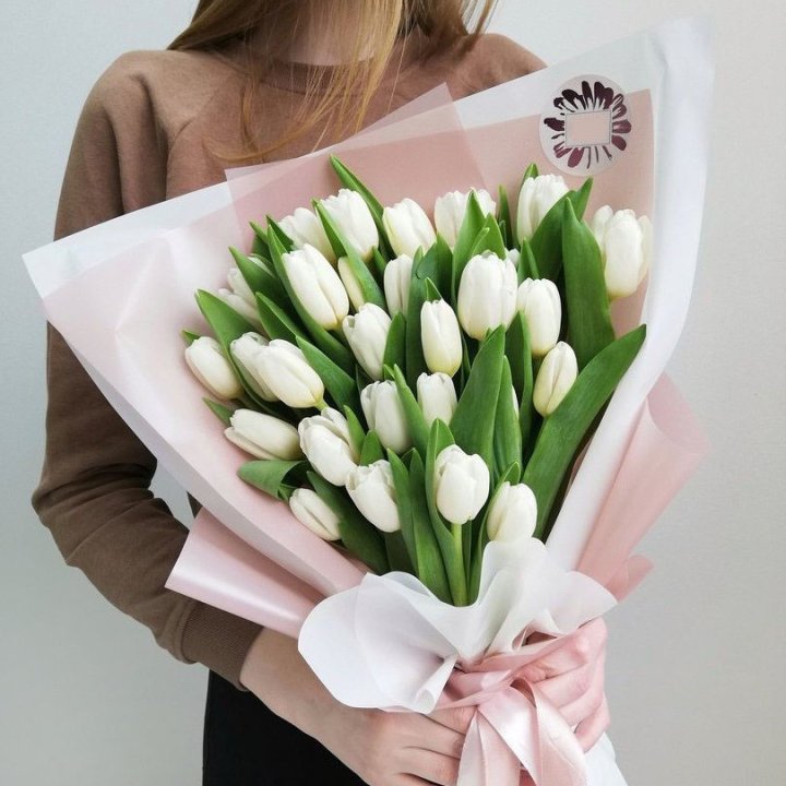 Букет белых тюльпанов "Моника" в Нижнем Новгороде