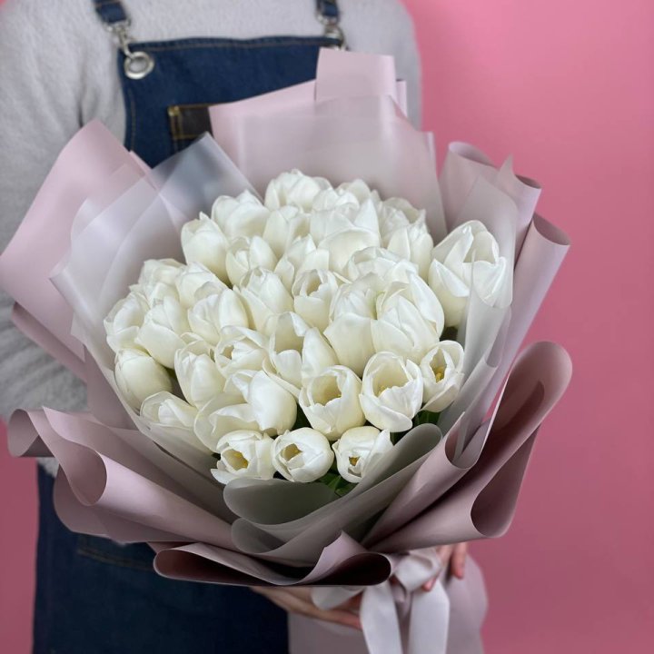 Букет белых тюльпанов "Пур-пур" в Нижнем Новгороде